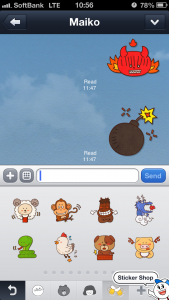 Line chat with stickers