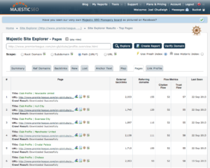 MajesticSEO Wildcard Site Explorer Analysis